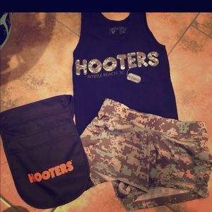 Hooters girl uniform black camo.
